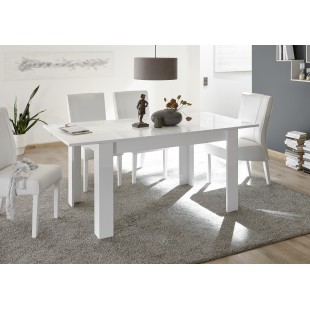 MIRON stół z wkładem lakier biały połysk  137-185 / 90 / 79  cm