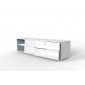MODO biała szafka RTV LED 160/42,5/37 cm fronty połysk lub mat, wieniec dąb
