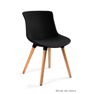 Krzesło MUZA czarna tkanina + drewniane nogi