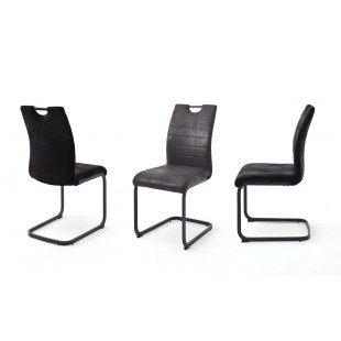 Krzesło na płozie BAOBIL tkanina antracyt lub czarna